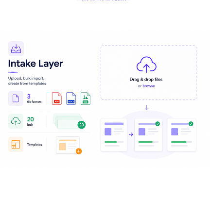 Upload, bulk import, create from templates