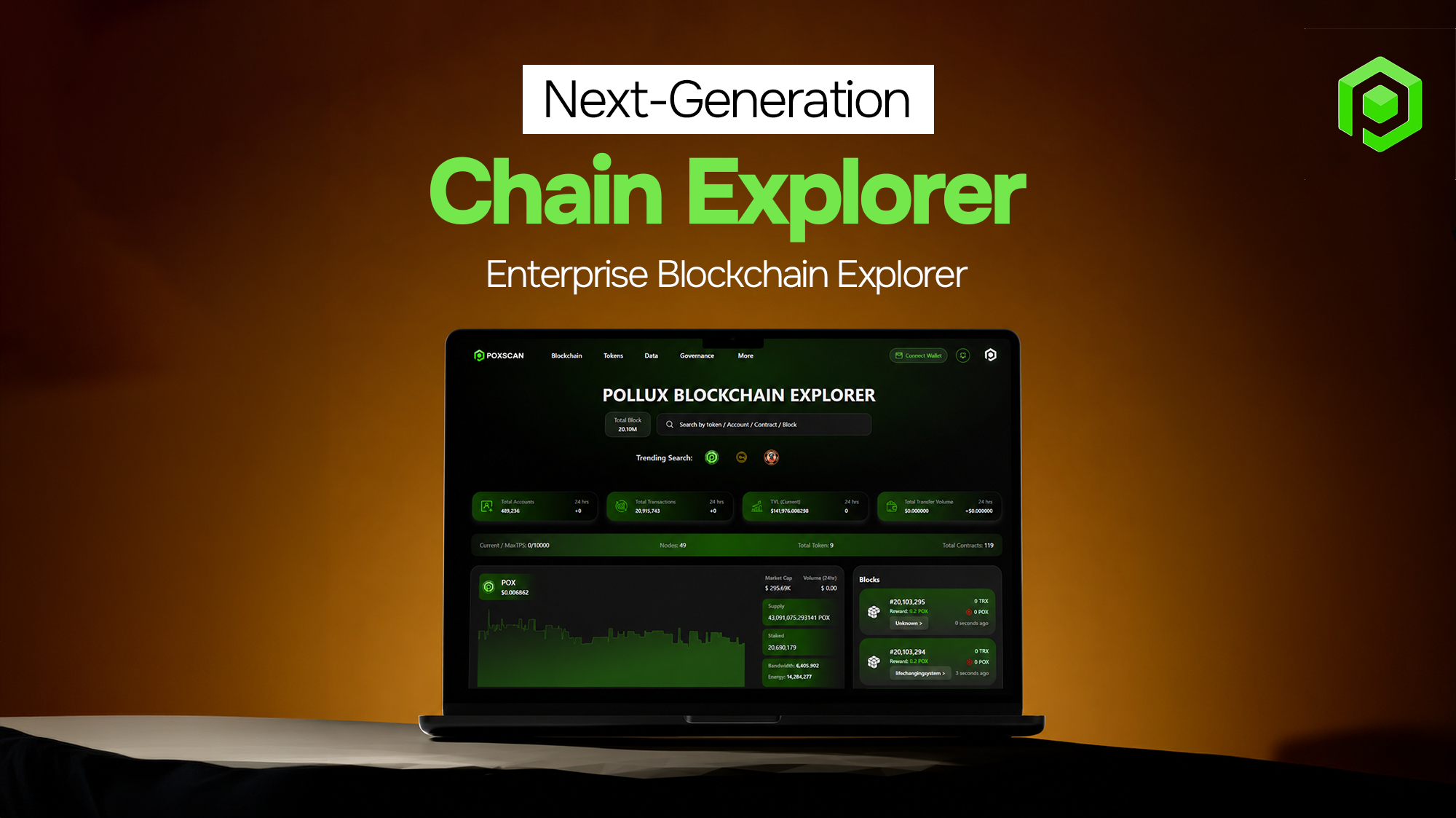 PoxScan.io: PolluxChain was migrating from a Tron TRC-20 token to an independent Layer 1 and needed a production-grade explorer to prove its performance, support a zero-loss token swap, and earn market credibility.