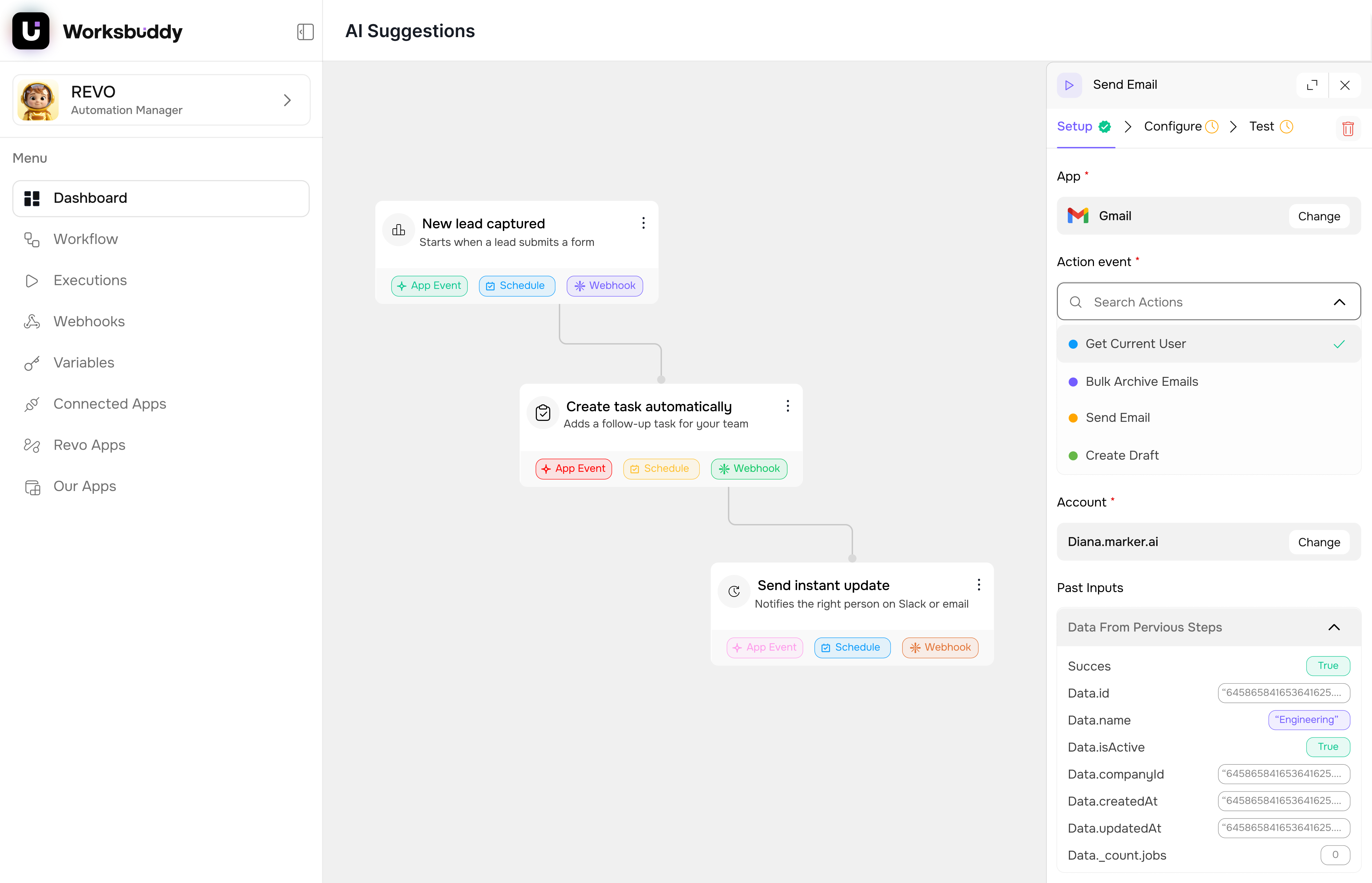 Revo Build dashboard