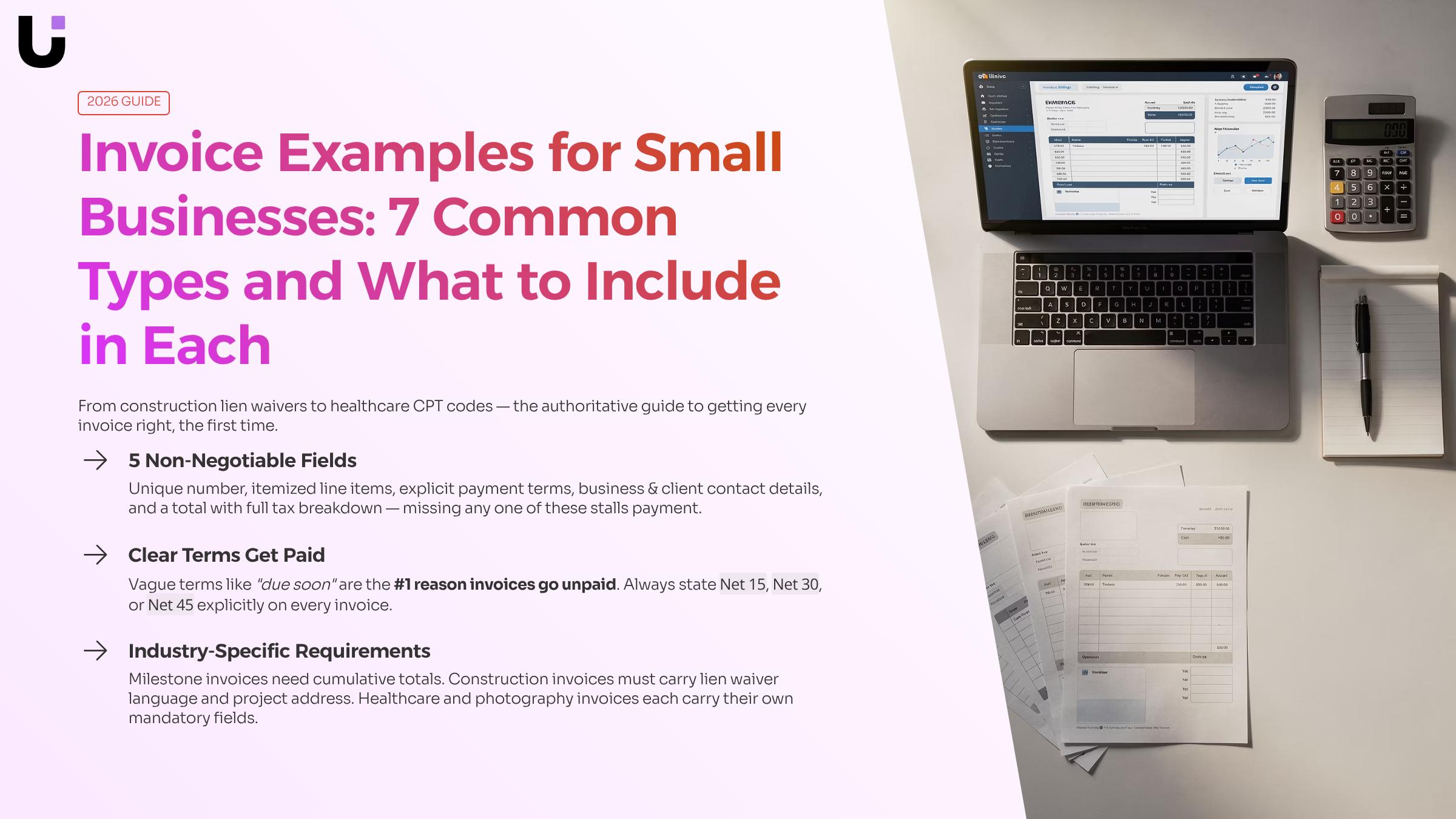 What are some common invoice examples for small businesses