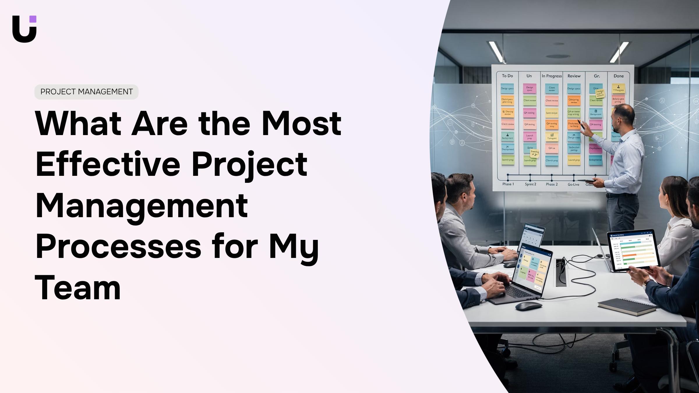 Organized modern workspace with project management dashboard and workflow visualization representing effective team processes
