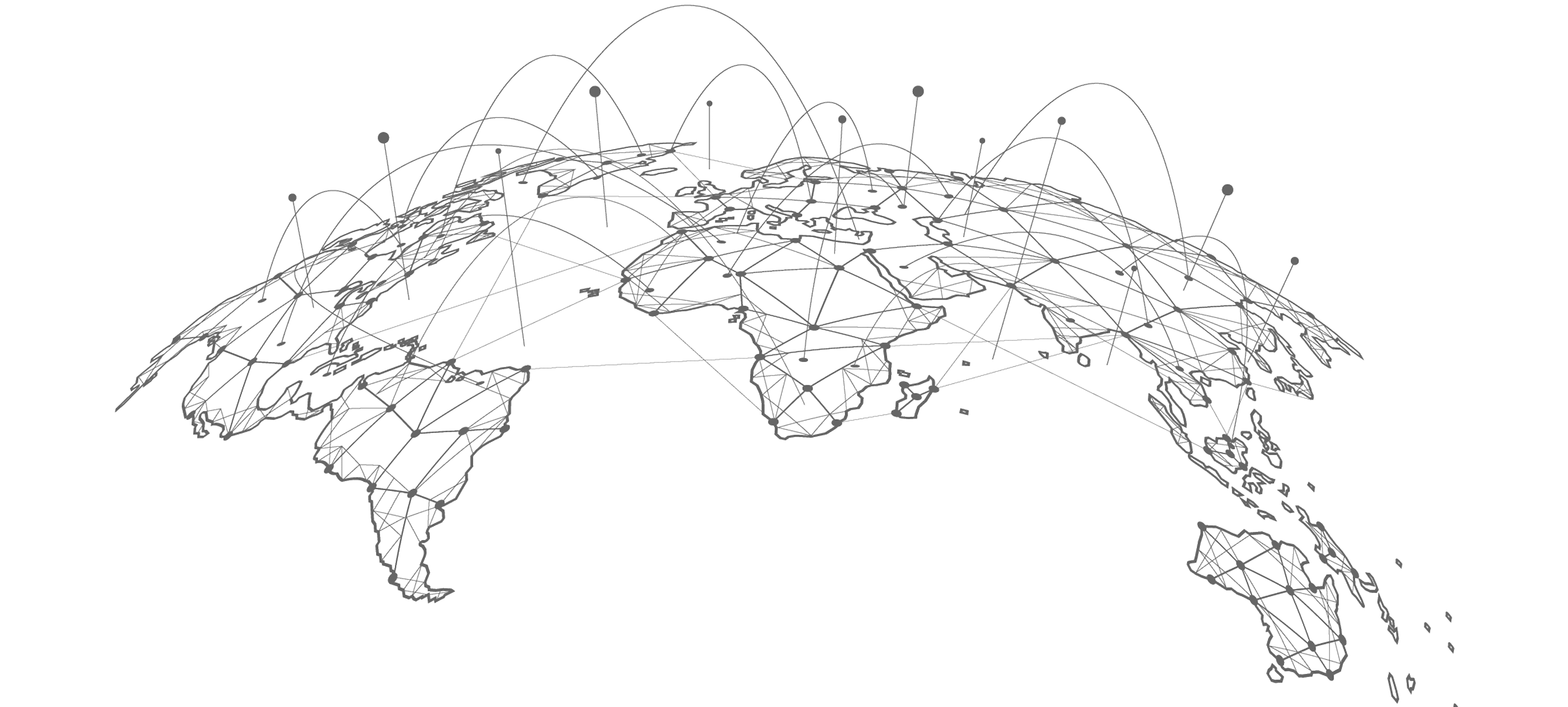 World map showing global network connections