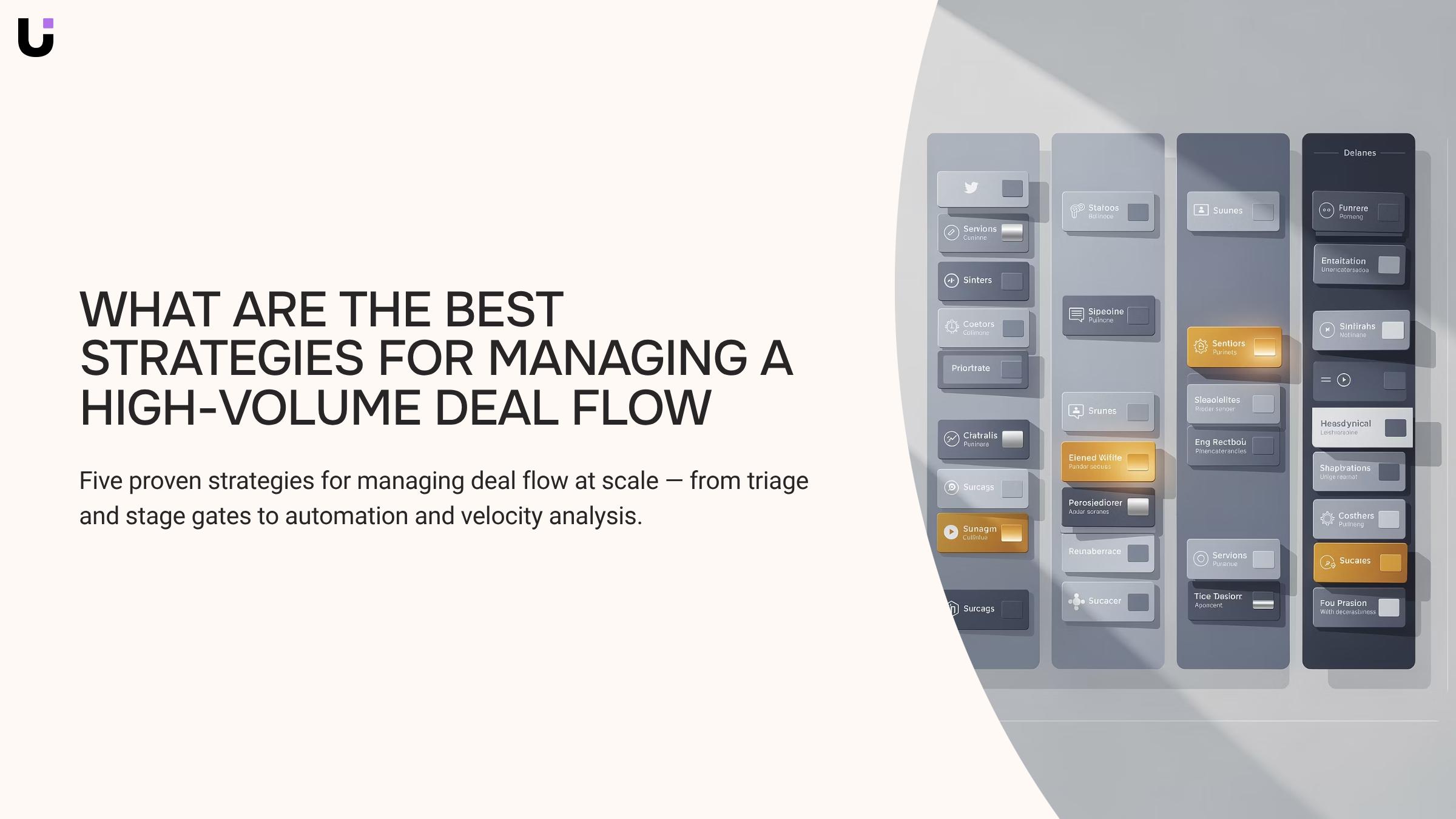 Organized workspace with data dashboards representing deal flow management strategies