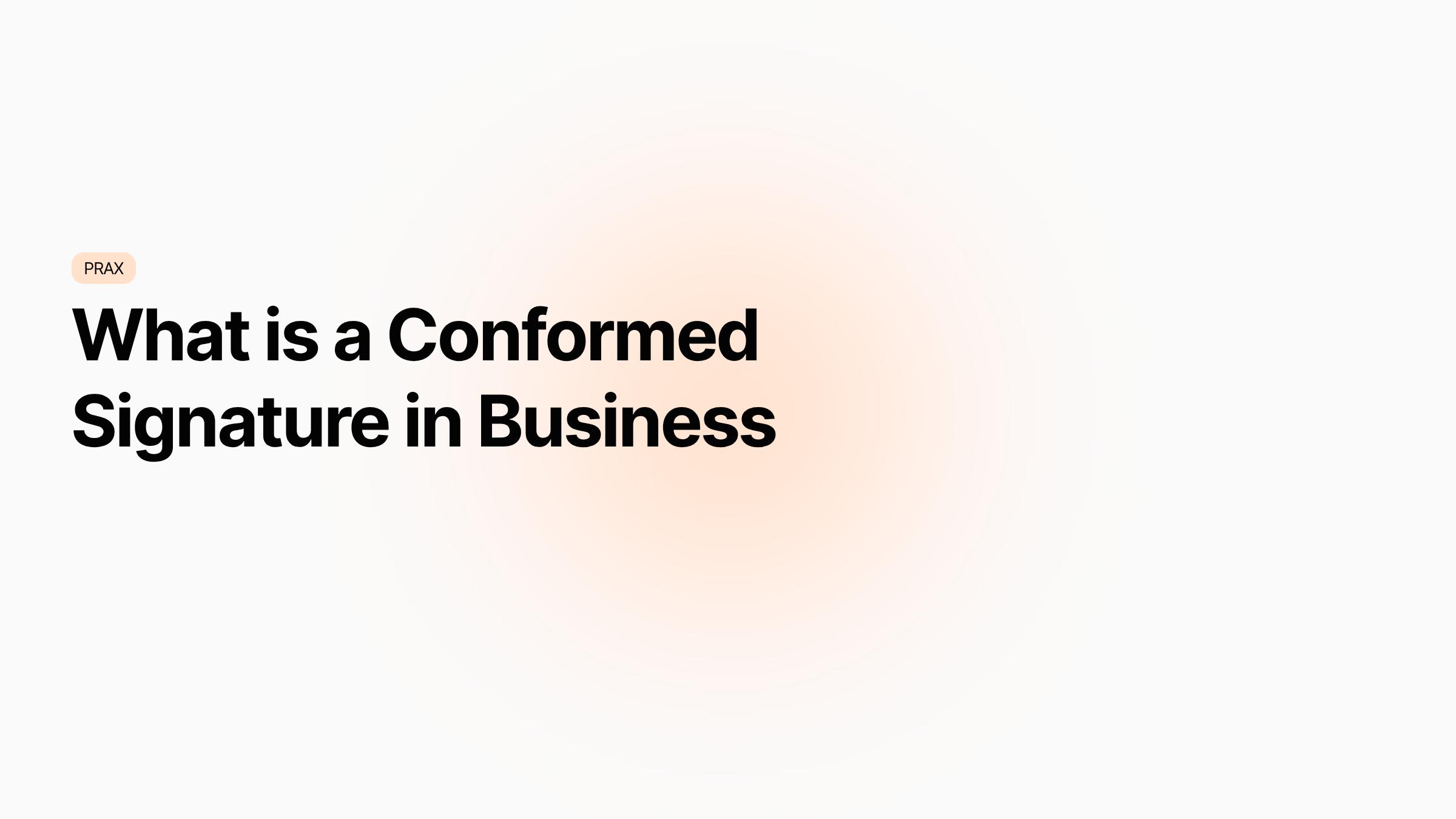 Professional business document with signature area and purple accent line representing conformed signatures