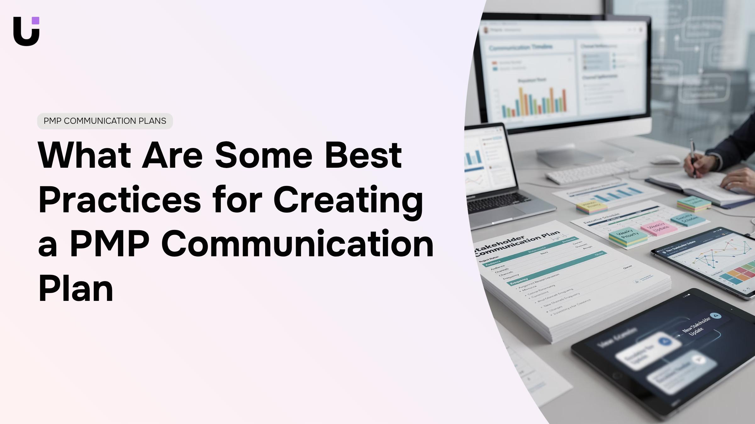 Professional workspace with communication planning diagrams and project management tools on desk