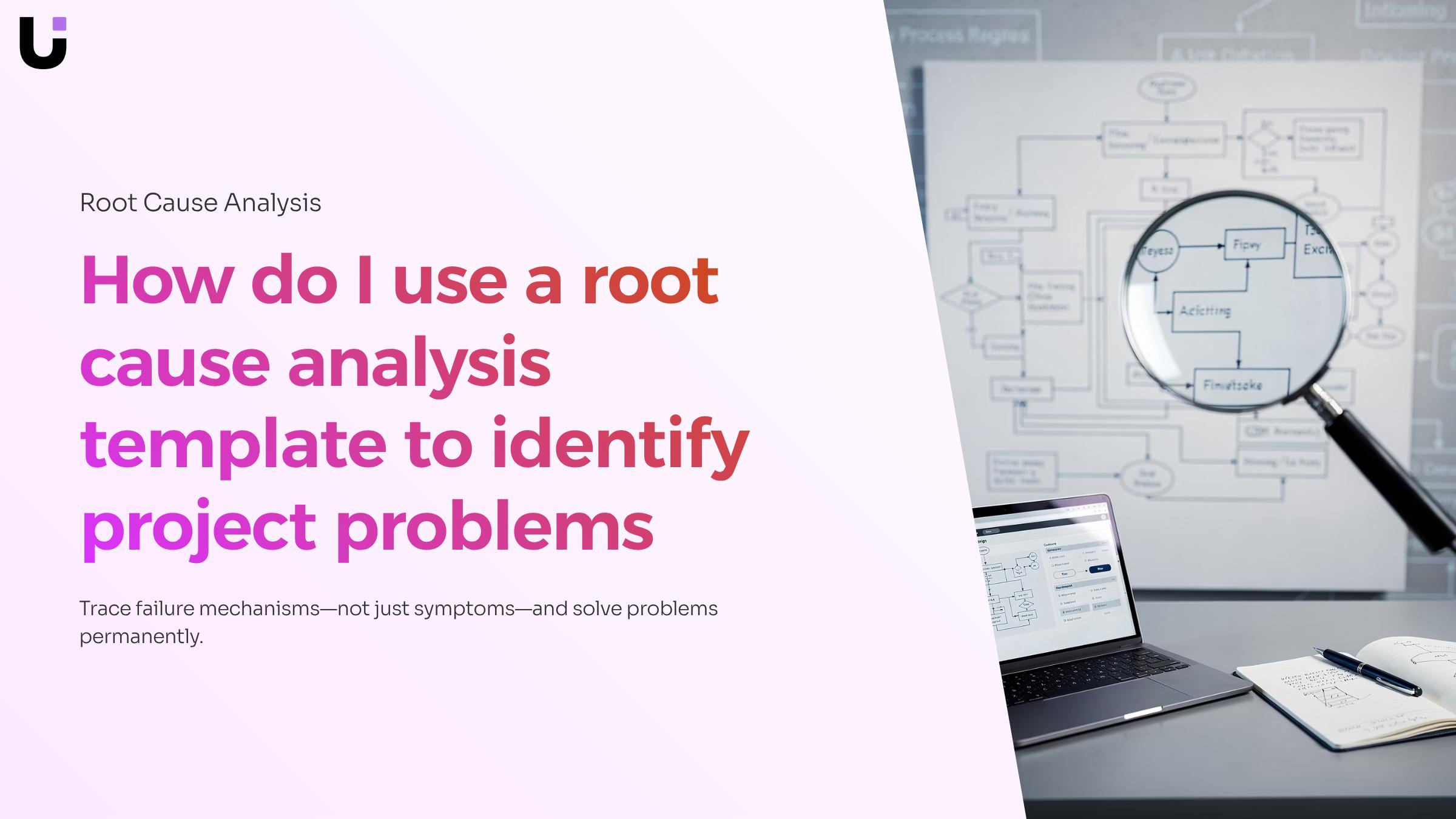 How do I use a root cause analysis template to identify project problems
